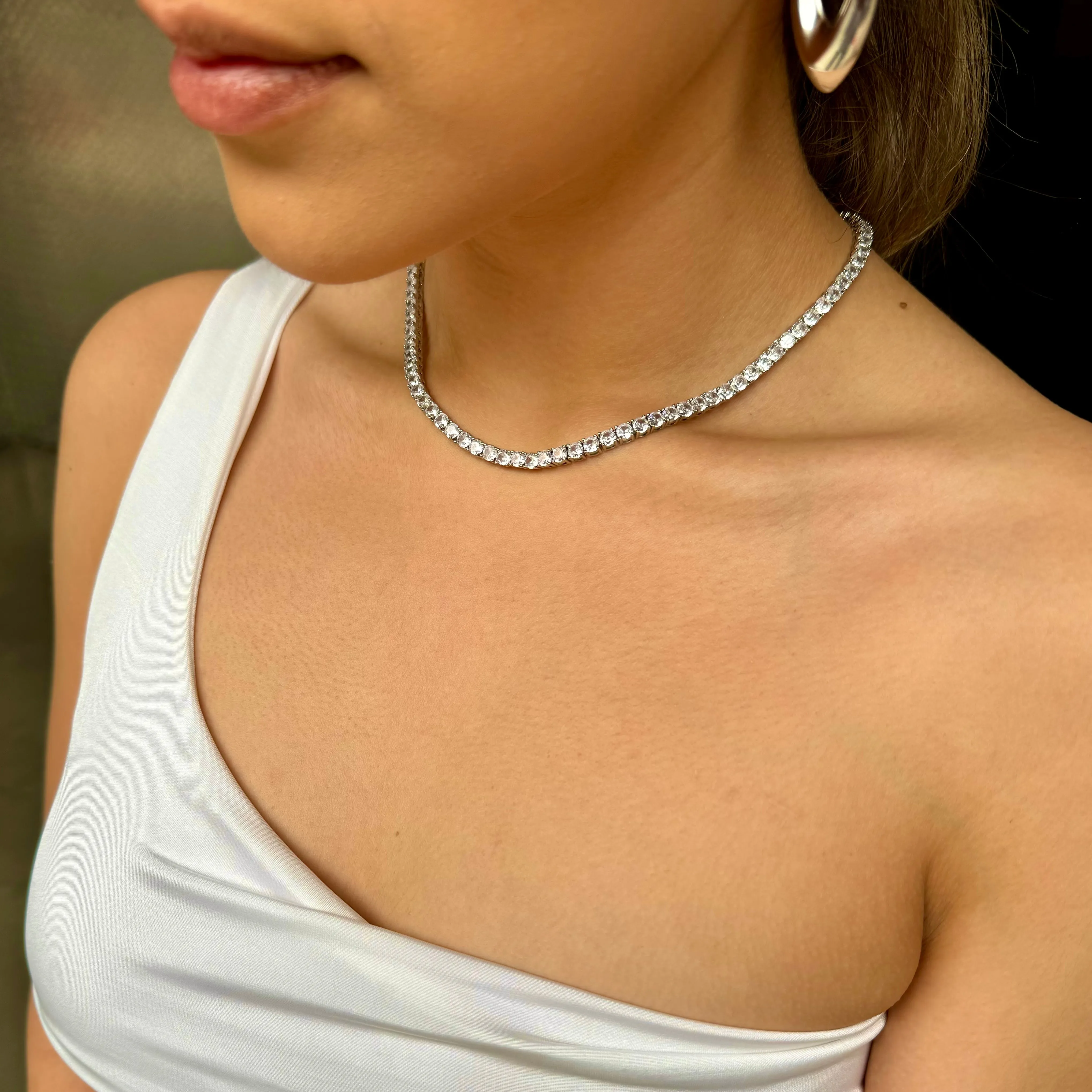 Silver Tennis Necklace