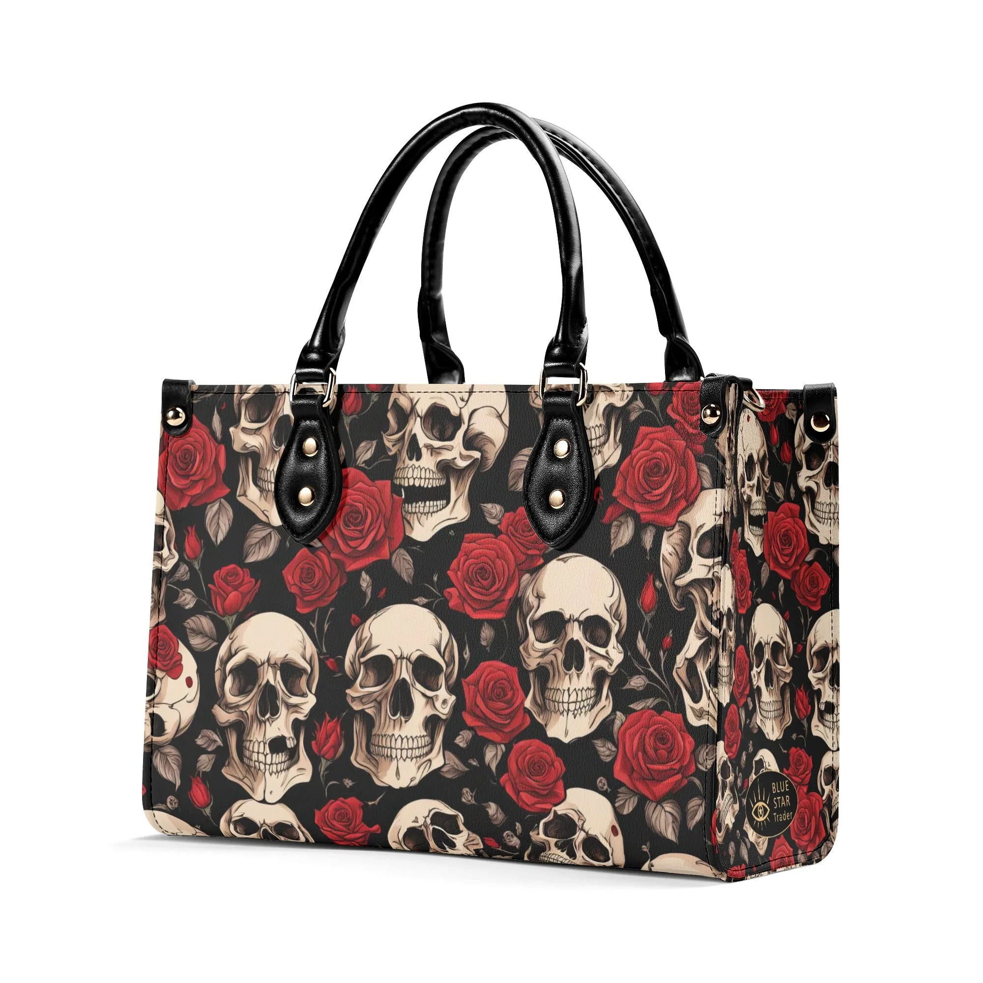 Skulls and Roses Luxury Womens Vegan Leather Handbag