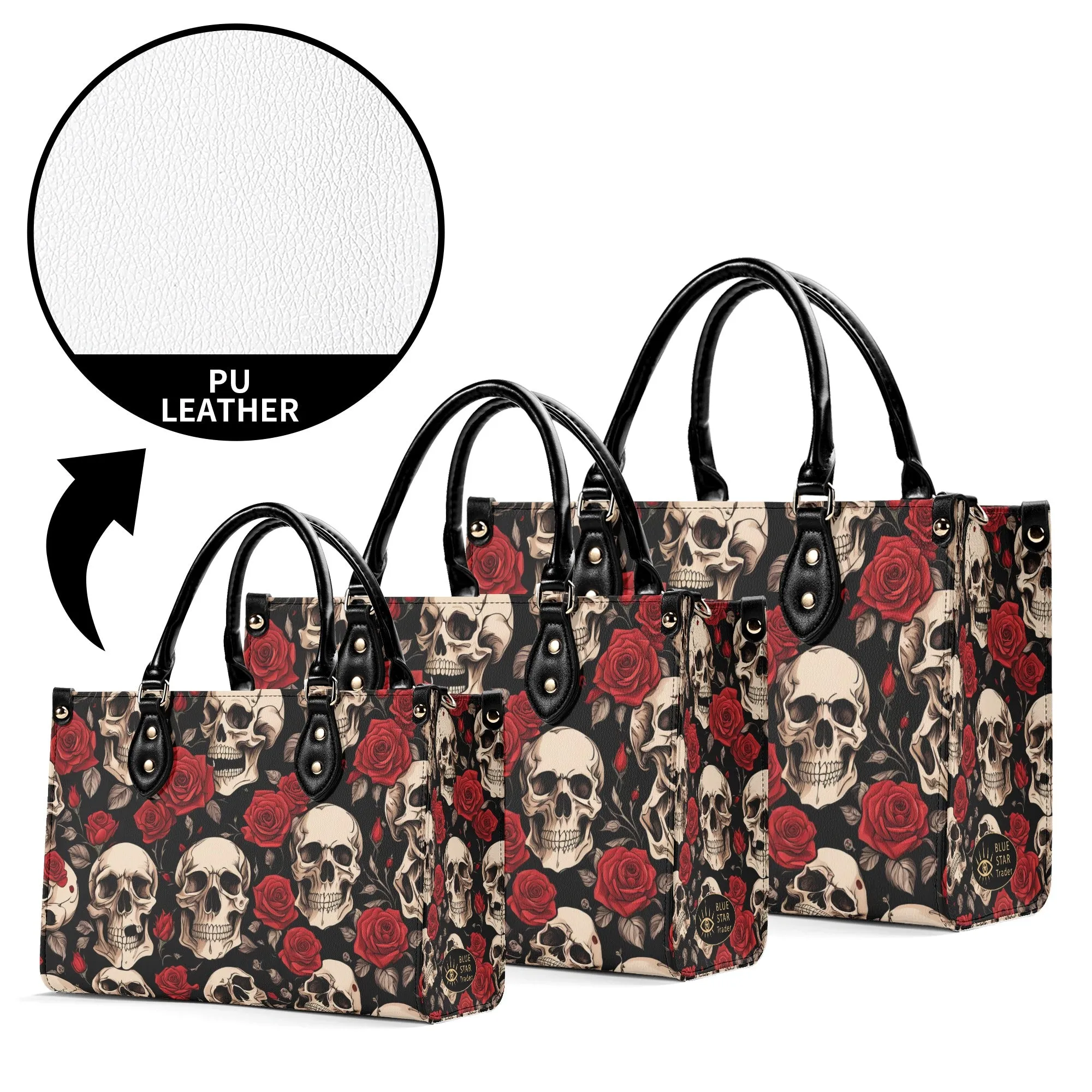 Skulls and Roses Luxury Womens Vegan Leather Handbag
