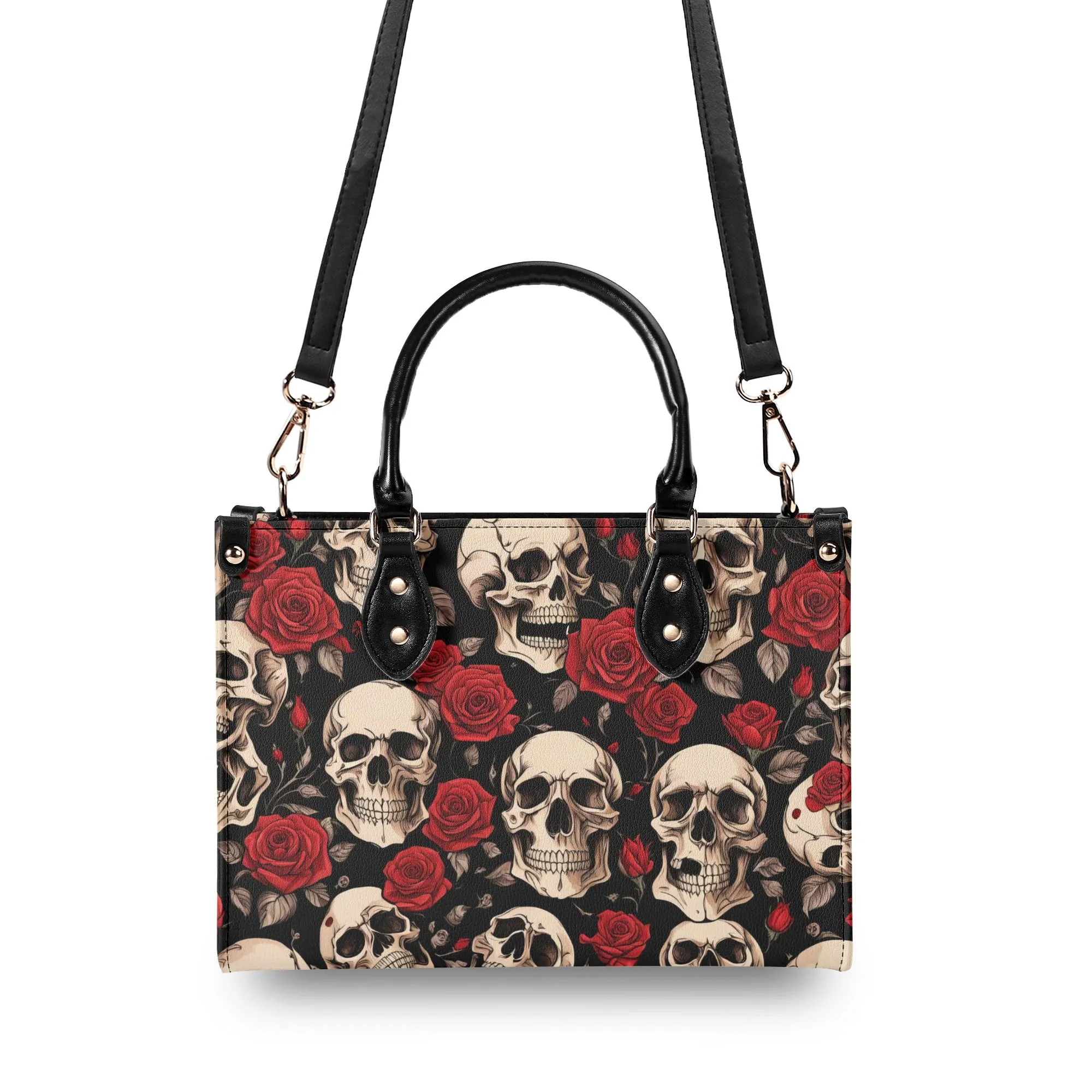 Skulls and Roses Luxury Womens Vegan Leather Handbag