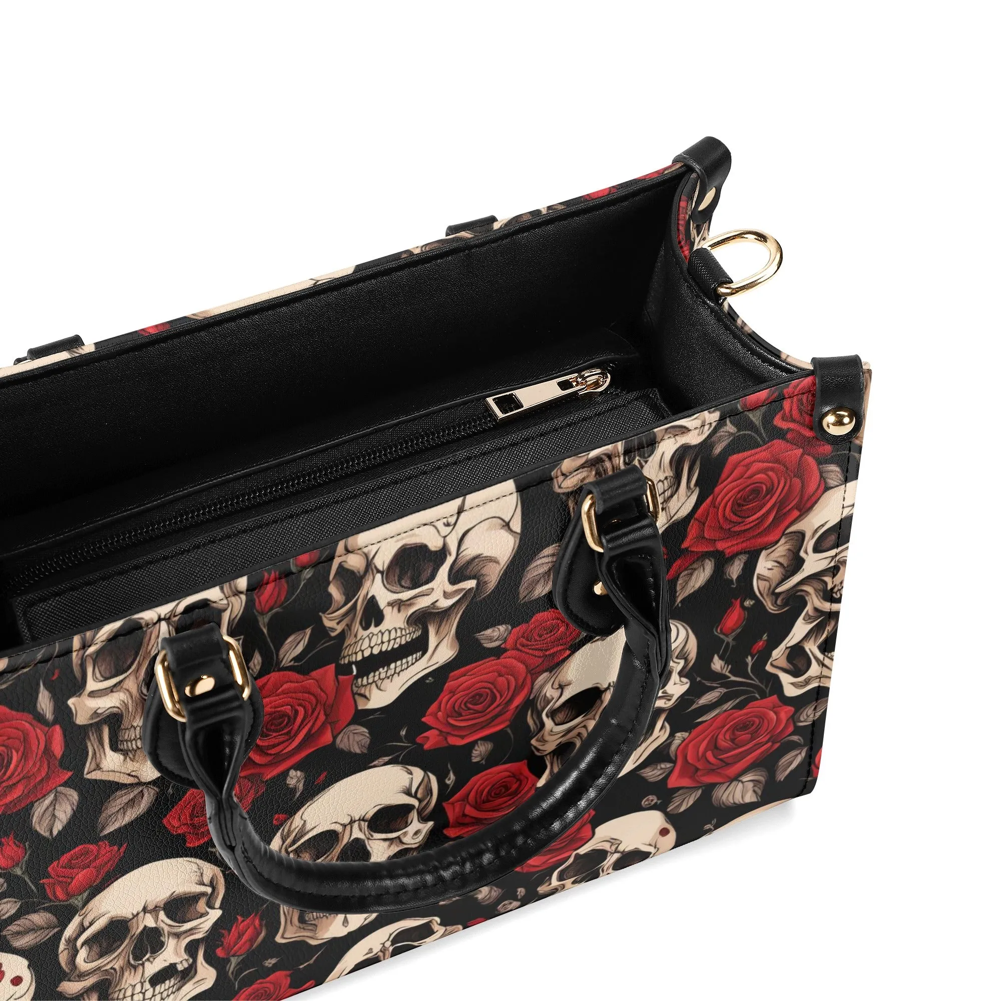 Skulls and Roses Luxury Womens Vegan Leather Handbag