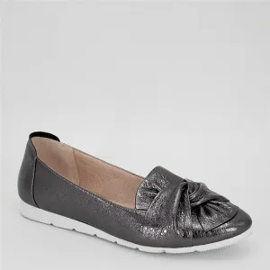 Soft Casual Flats Genuine Leather Flower Slip On Flats Dark Red Silver Grey Leisure Round Toe Shining Woman Shoes