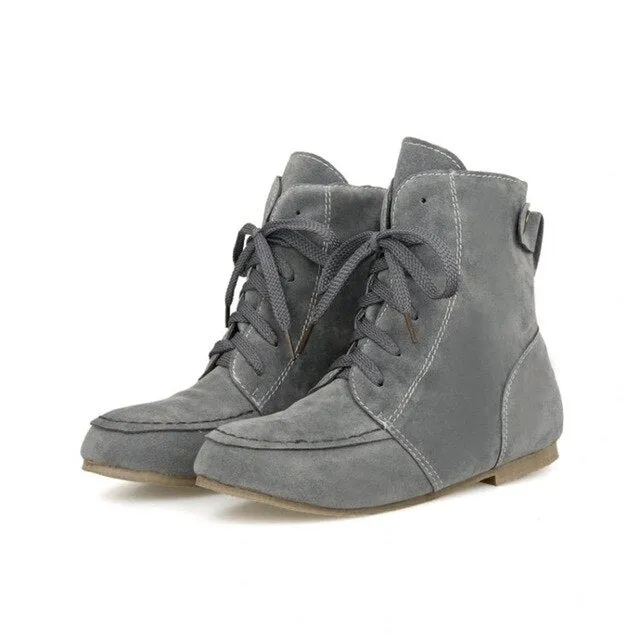 Special Offer Adhesive Boots Botas Mujer Size34-46 New Women Flats Round Toe Fashion For Casual Shoes Sweet Platform T-06