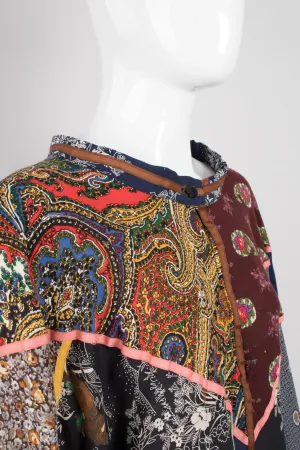 Stand Collar Patchwork Poncho