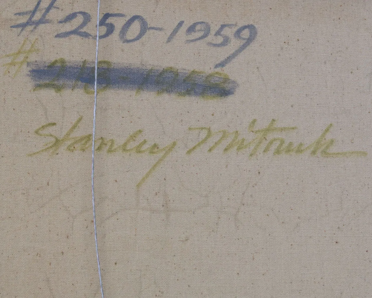 Stanley Mitruck Signed 1959 “Quince” Oil on Canvas Abstract Still Life Painting