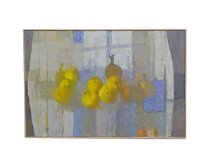 Stanley Mitruck Signed 1959 “Quince” Oil on Canvas Abstract Still Life Painting