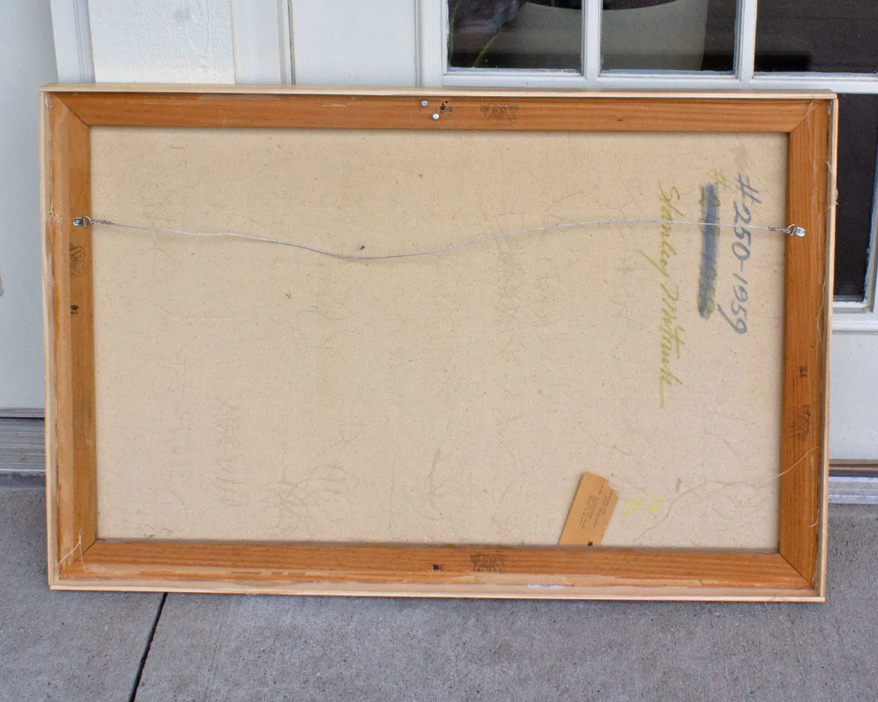 Stanley Mitruck Signed 1959 “Quince” Oil on Canvas Abstract Still Life Painting