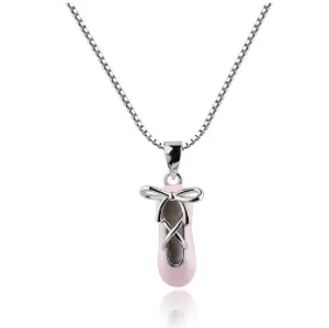 Sterling Silver Pink Ballet Slipper Necklace