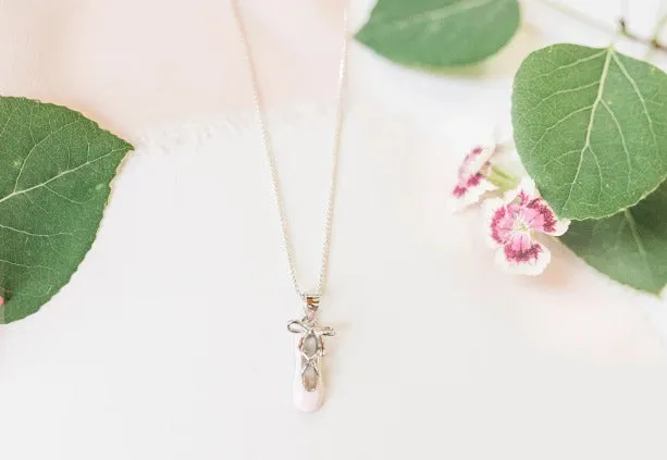 Sterling Silver Pink Ballet Slipper Necklace