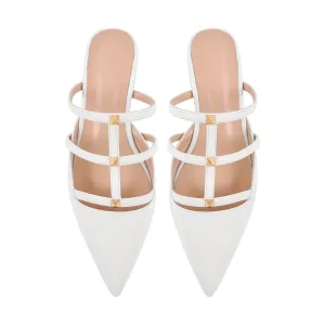 Studded Pointed Toe Mules Flats