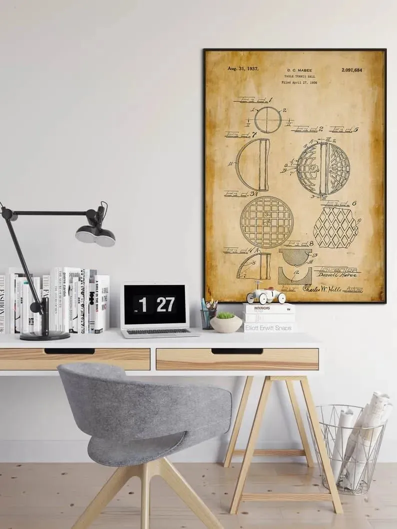 Table Tennis Patent Print| Framed Art Print