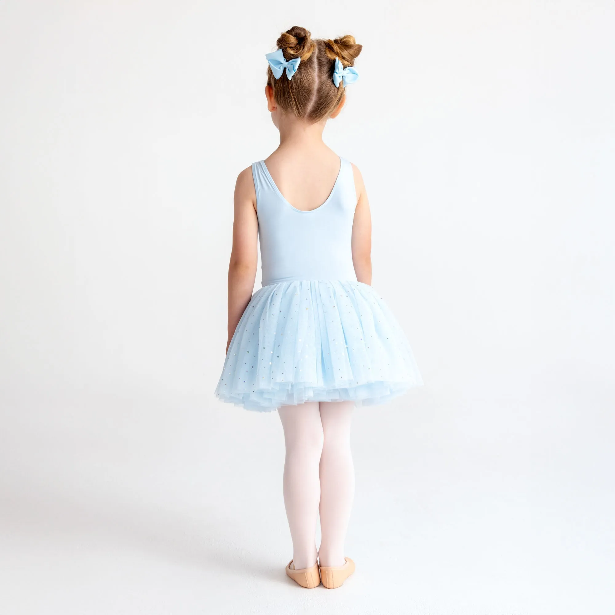 Tegan: Sequin Tulle Bow Tutu Dress in Blue