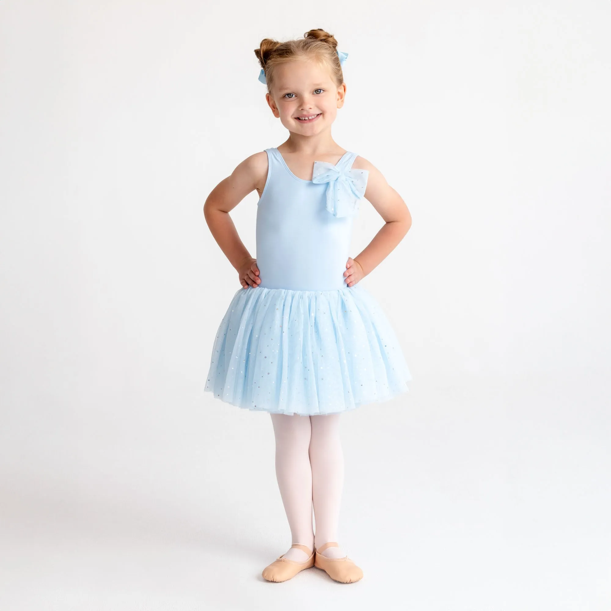Tegan: Sequin Tulle Bow Tutu Dress in Blue