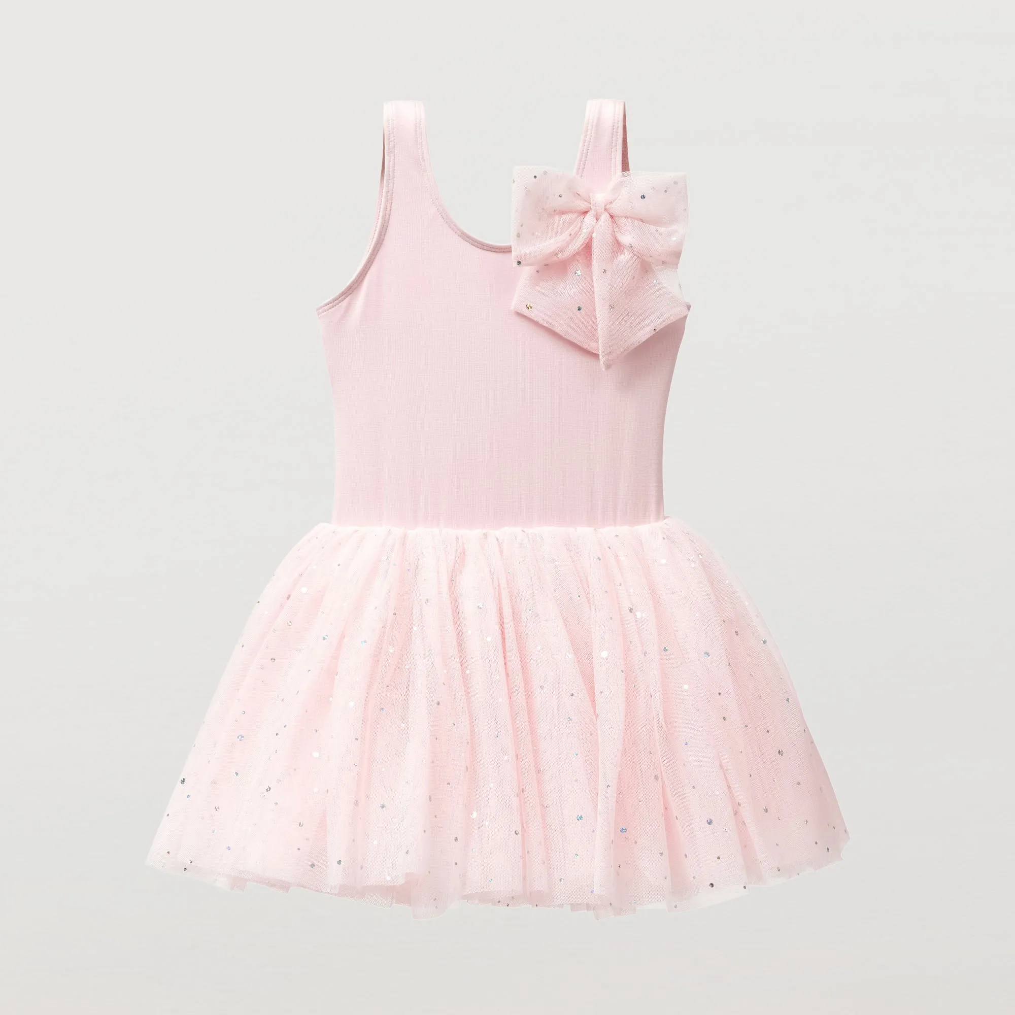 Tegan: Sequin Tulle Bow Tutu Dress in Pink