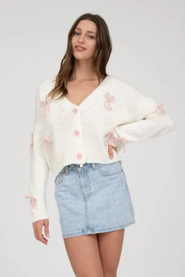 The Charlotte Bow Detail Button Cardigan