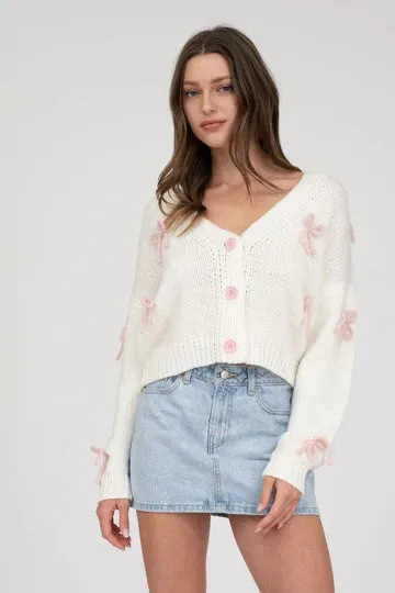 The Charlotte Bow Detail Button Cardigan