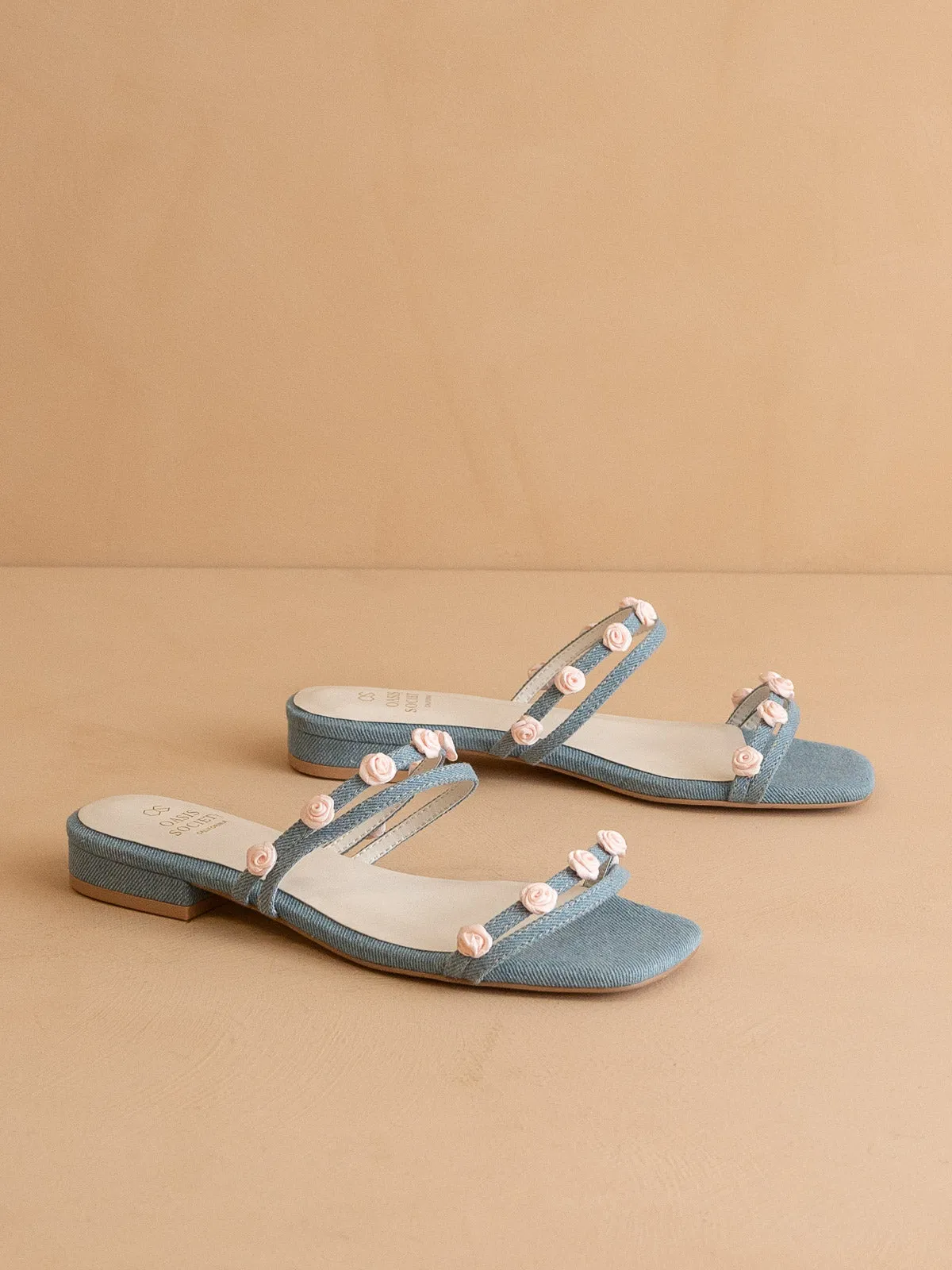 The Rosanna | Denim Rosette Detailed Flats