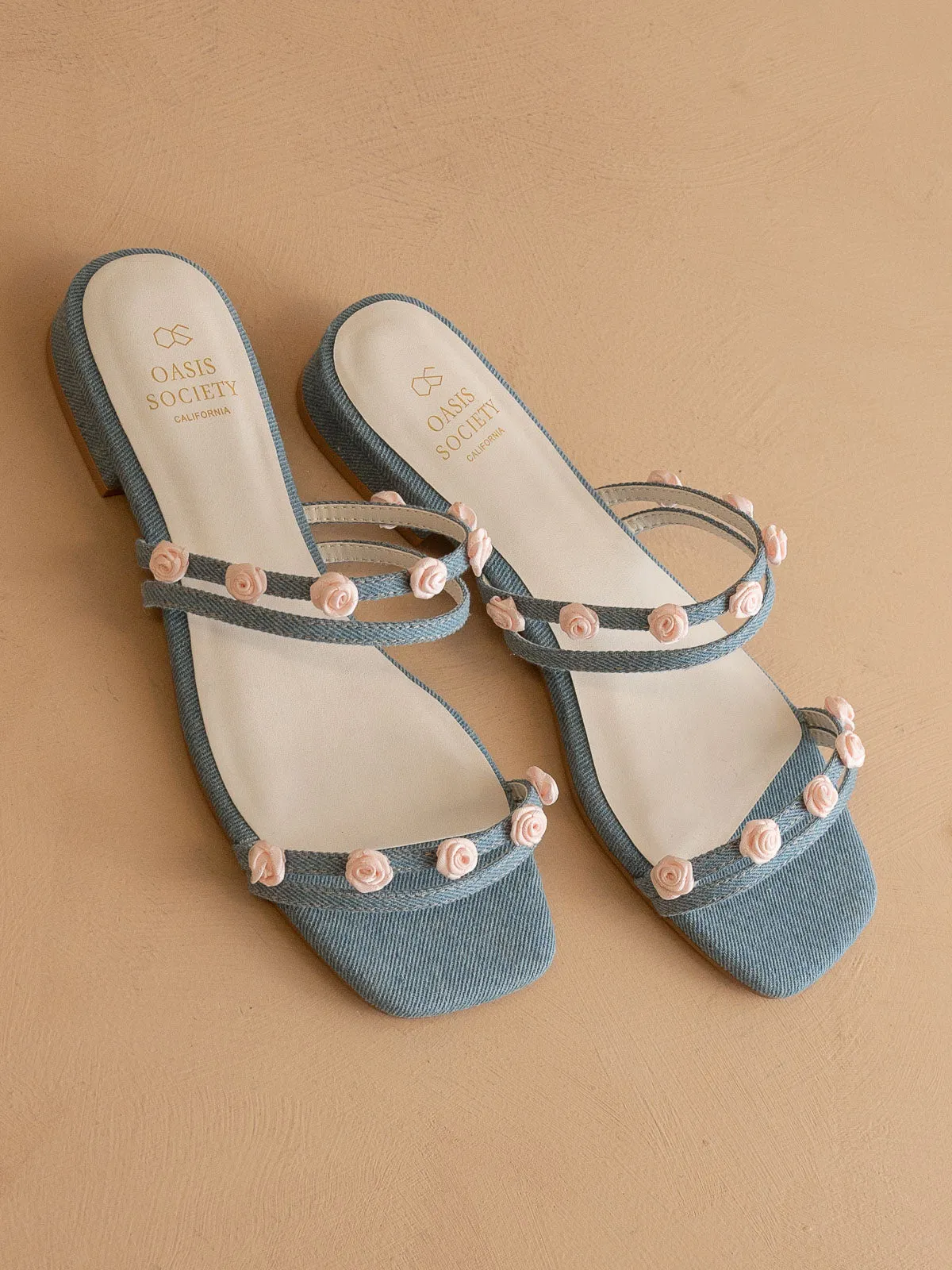 The Rosanna | Denim Rosette Detailed Flats
