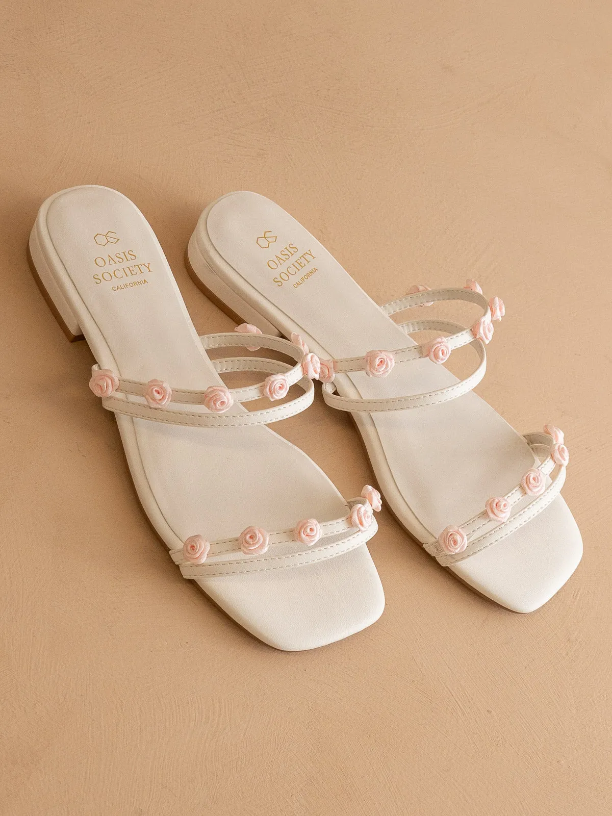 The Rosanna | White Rosette Detailed Flats