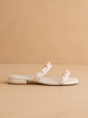 The Rosanna | White Rosette Detailed Flats