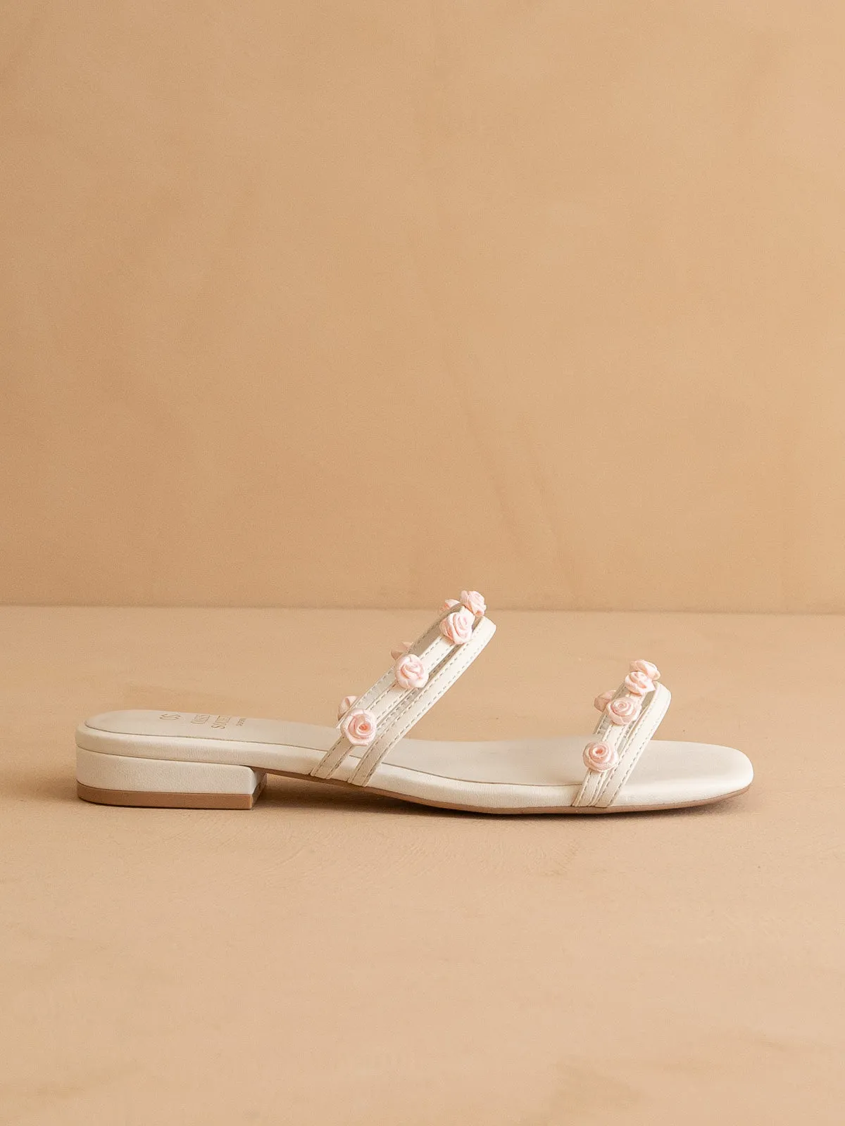 The Rosanna | White Rosette Detailed Flats
