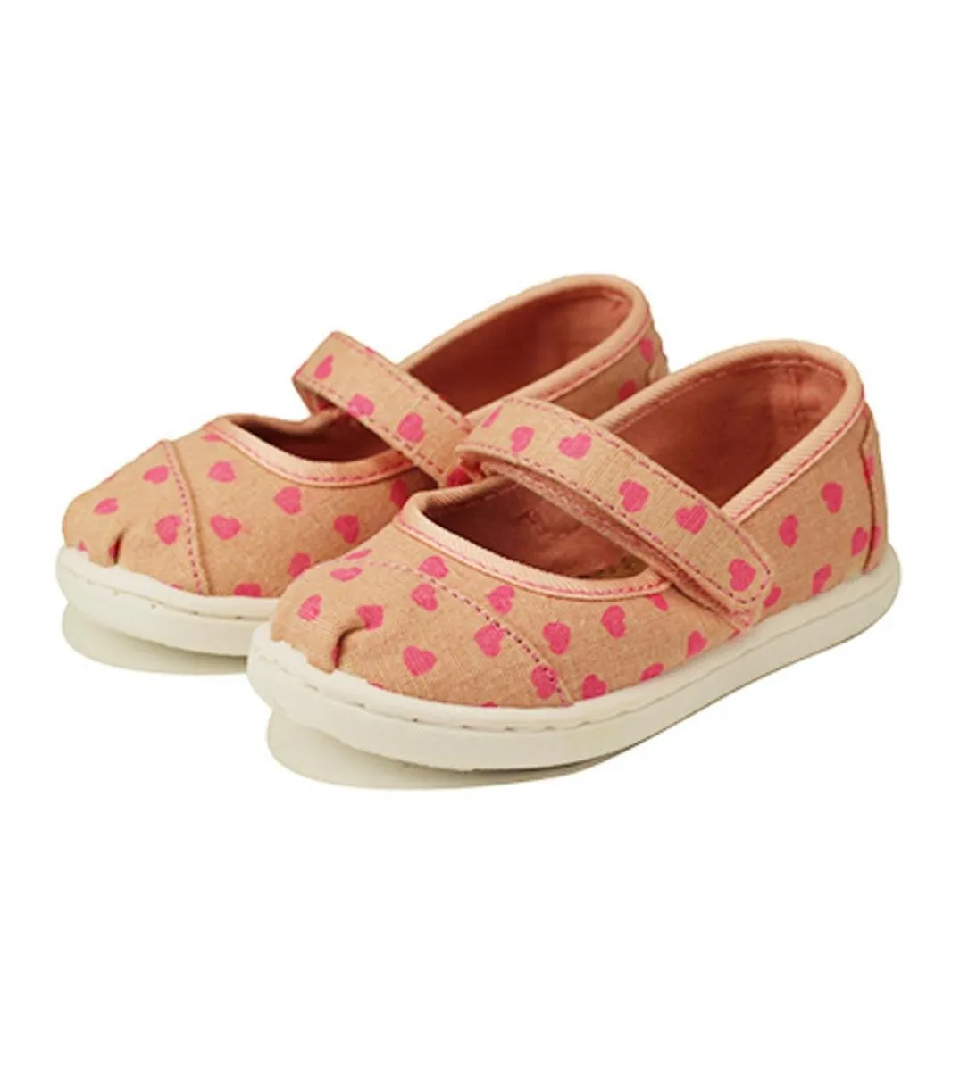 Tiny Toms: Mary Jane Pink Canvas Hearts