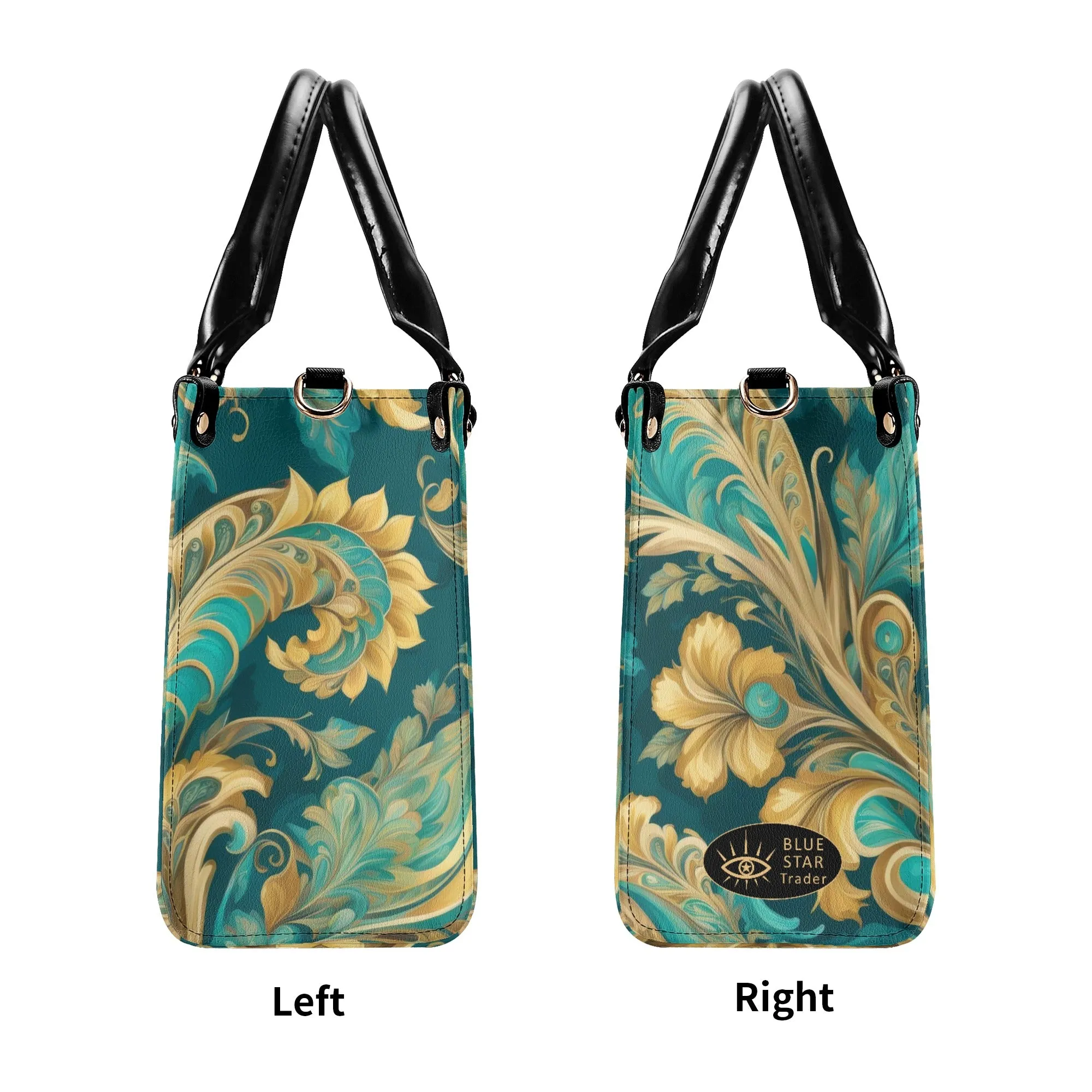 Turquoise Paisley Luxury Womens Vegan Leather Handbag