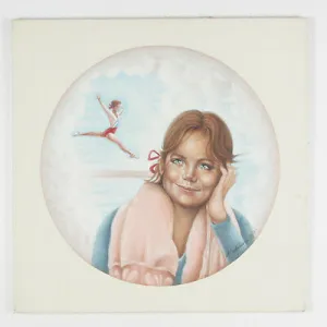 Untitled (Girl Dreaming of Gymnast) By Anthony Sidoni 1984 Signed Oil on Canvas