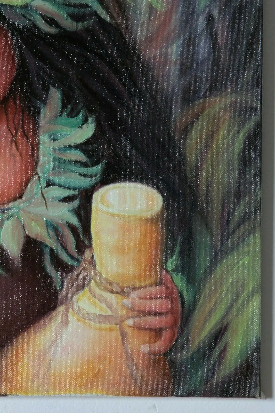 Untitled (Polynesian Woman w/ Drum) By Anthony Sidoni 2001 Signed Oil on Canvas