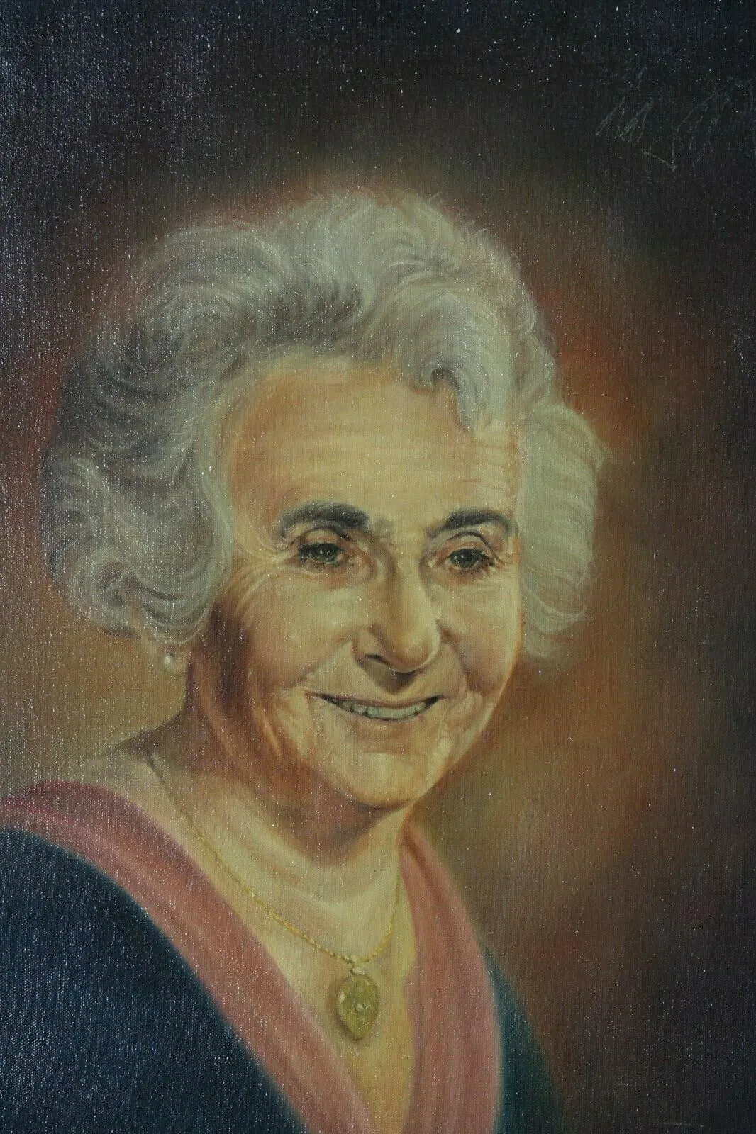 Untitled (Portrait of Elderly Woman) By Anthony Sidoni 1971 Signed Oil on Canvas