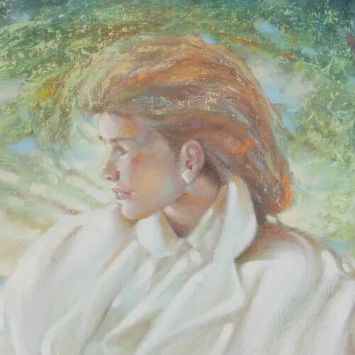 Untitled (Woman in White Suit) By Anthony Sidoni 1987 Signed Oil on Canvas