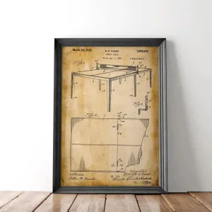Vintage Table Tennis Patent Poster Print