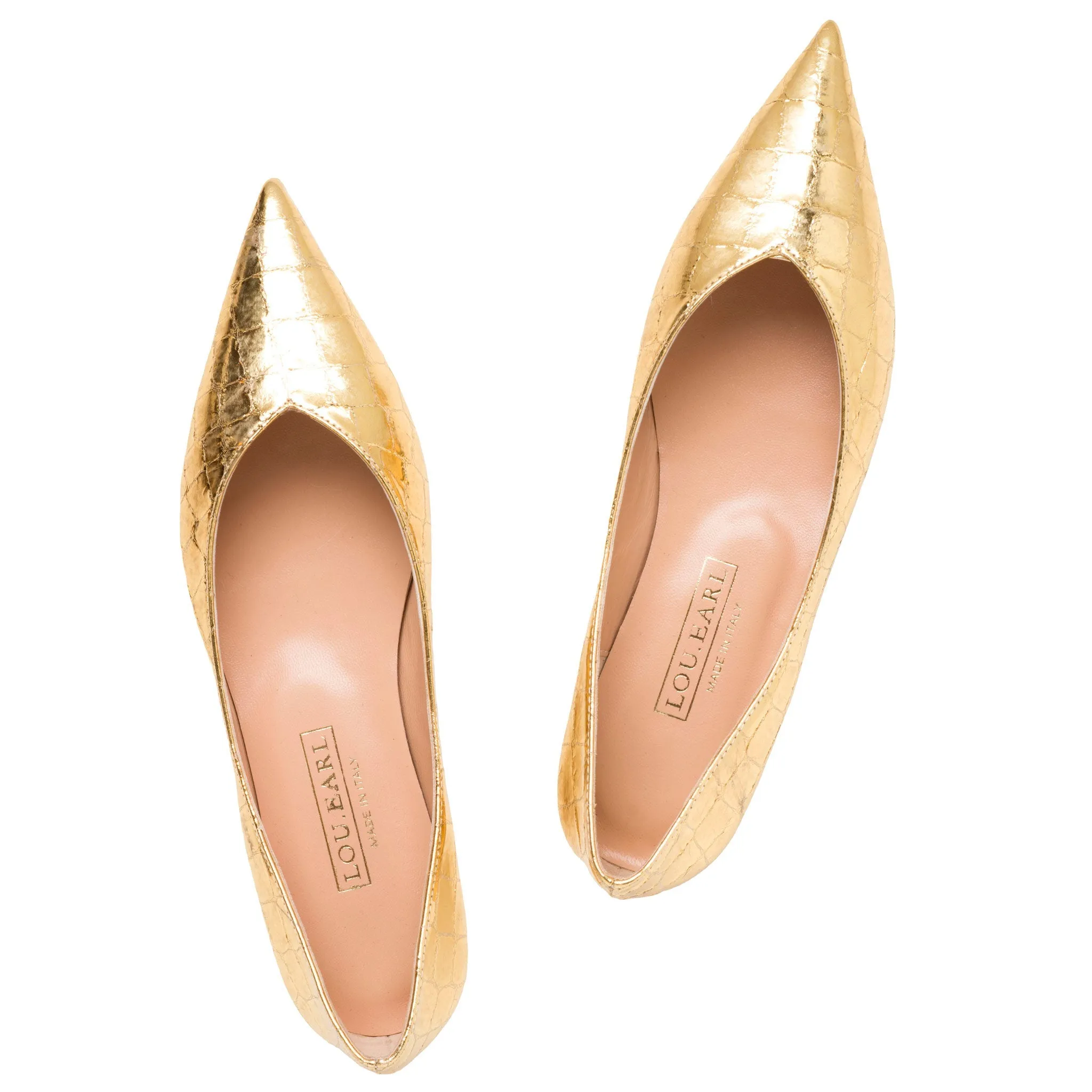 Vivienne Pointed Toe Flats in Gold