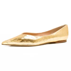Vivienne Pointed Toe Flats in Gold