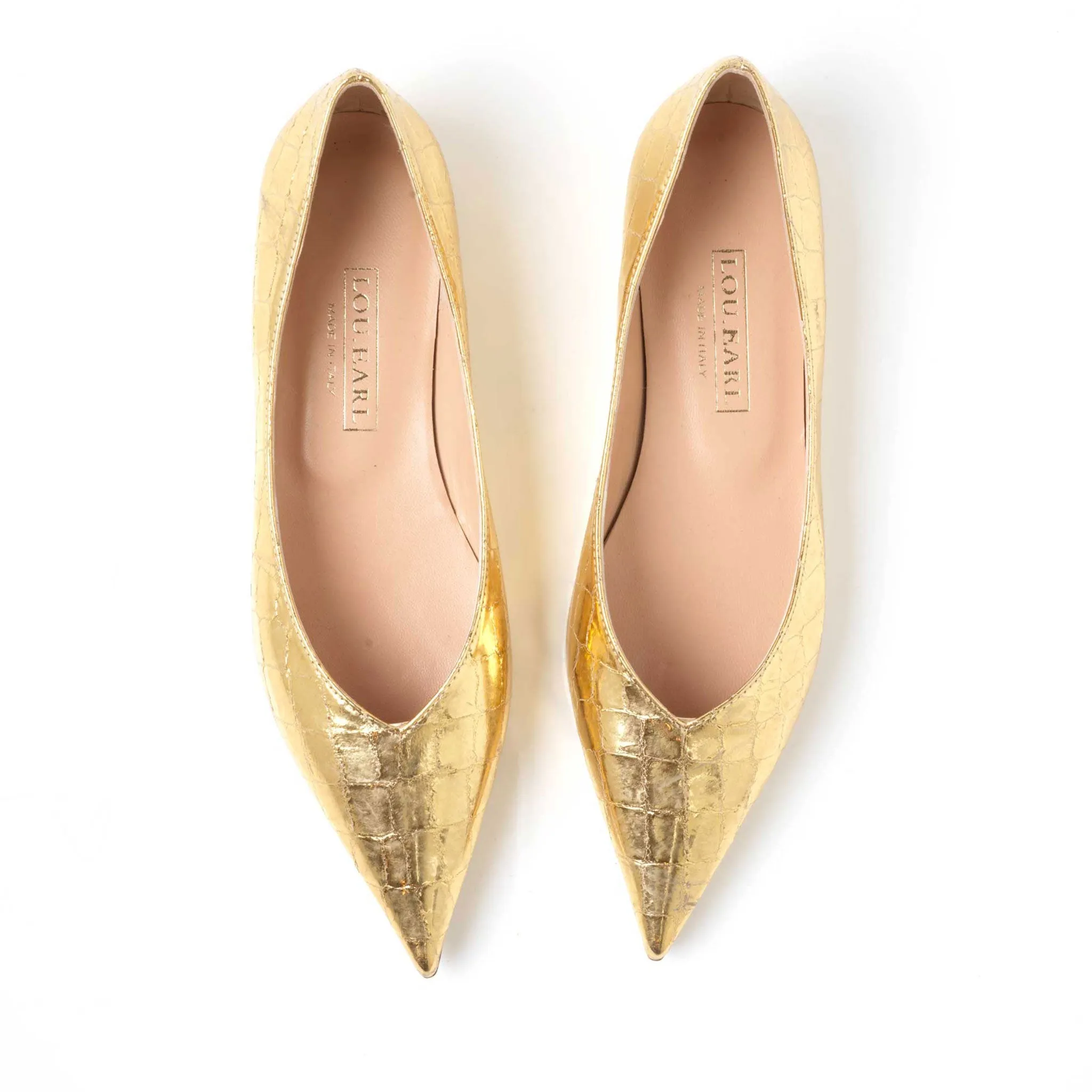 Vivienne Pointed Toe Flats in Gold