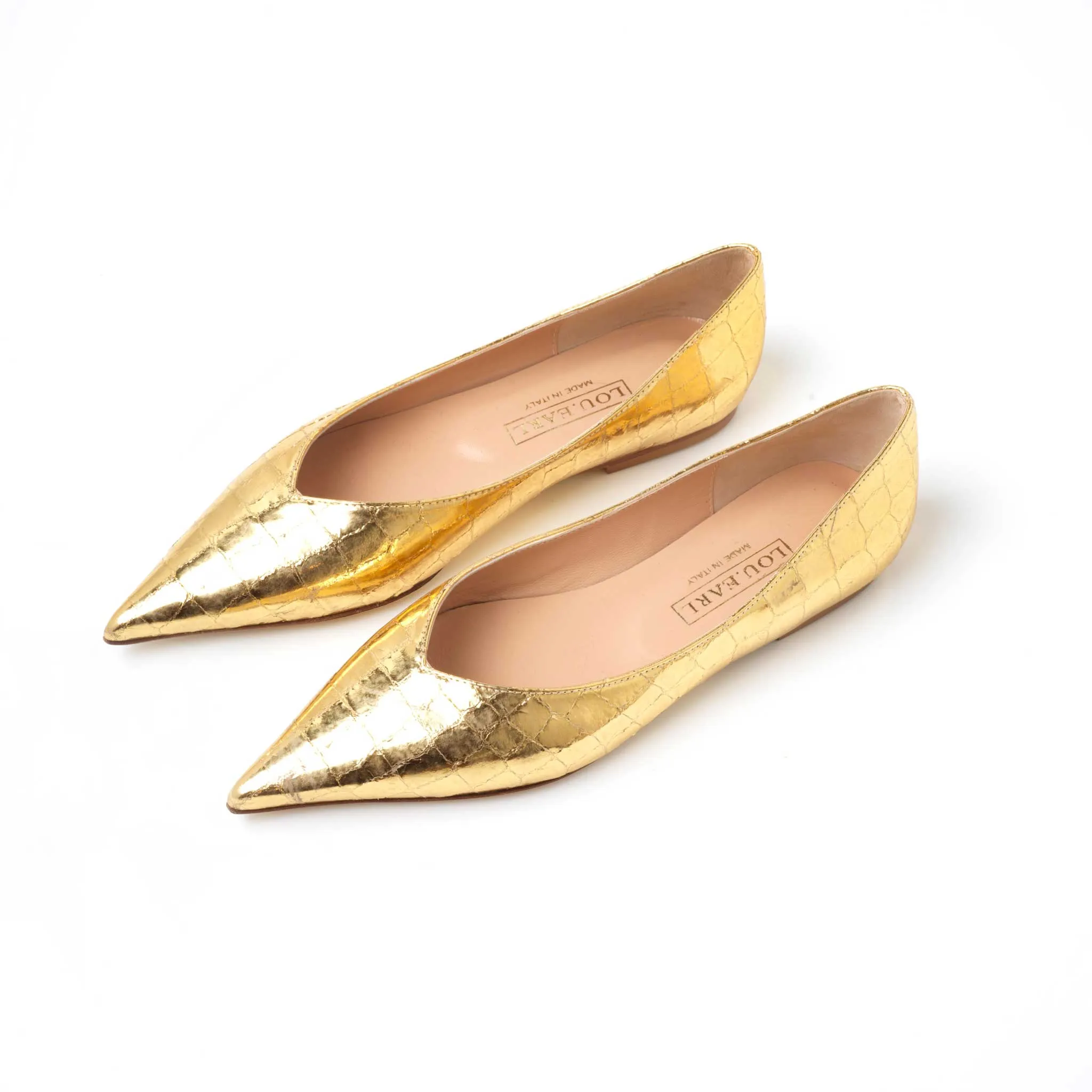 Vivienne Pointed Toe Flats in Gold