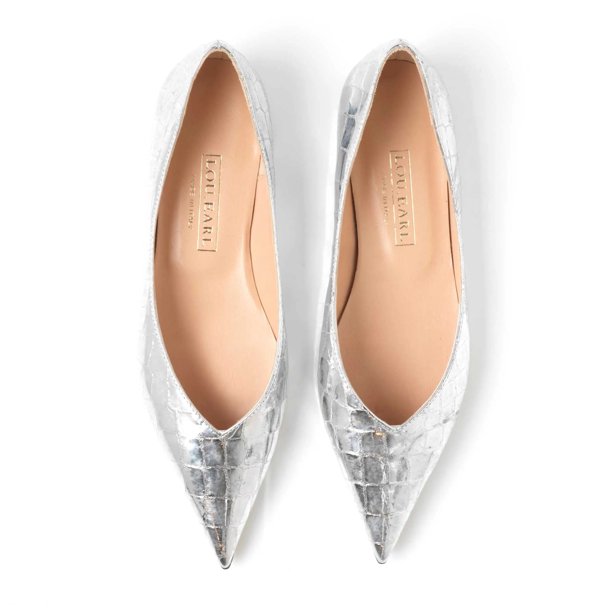 Vivienne Pointed Toe Flats in Silver