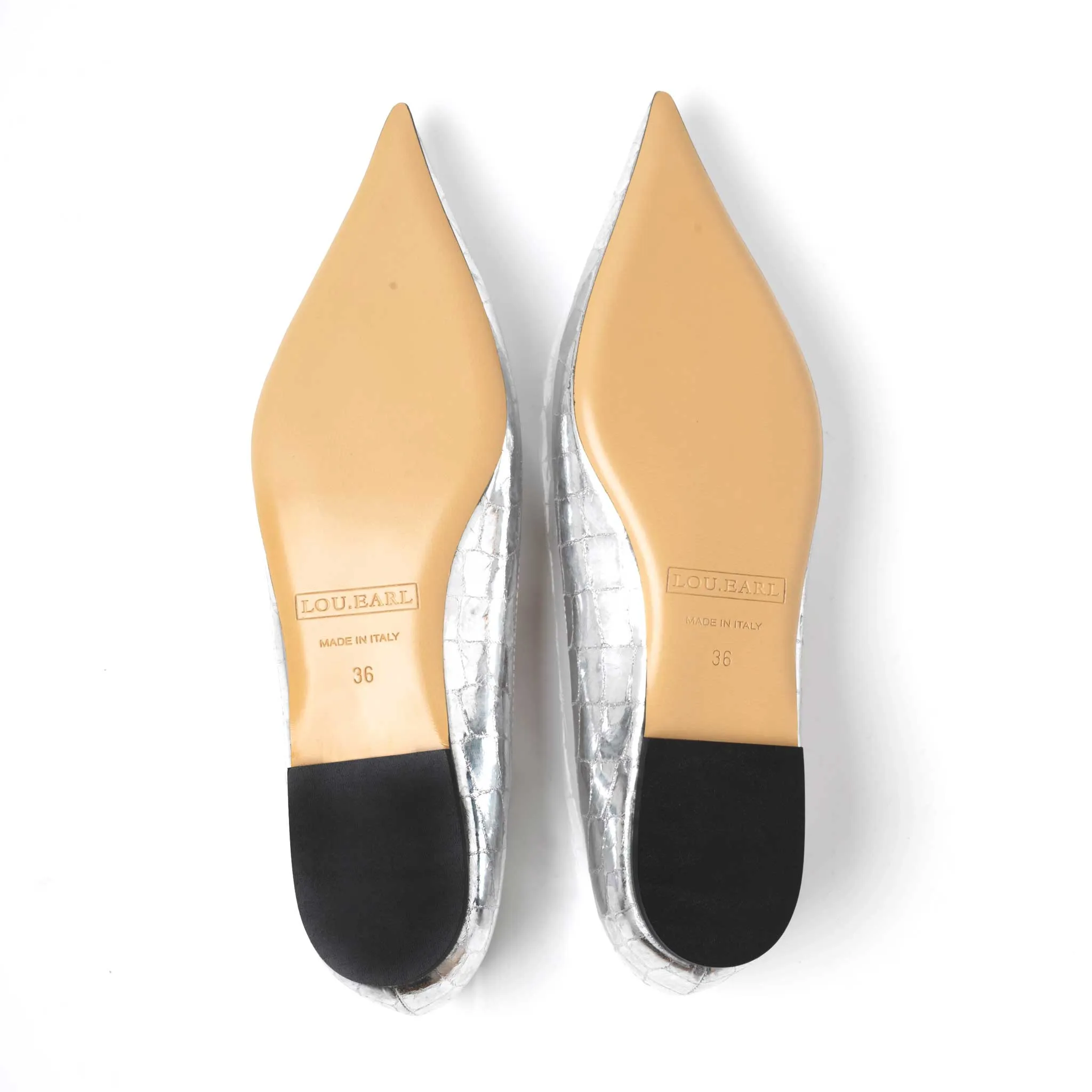 Vivienne Pointed Toe Flats in Silver