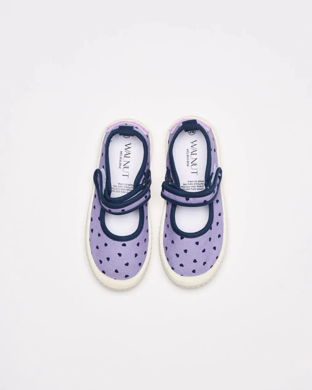 WALNUT MARY JANE CANVAS LILAC HEARTS