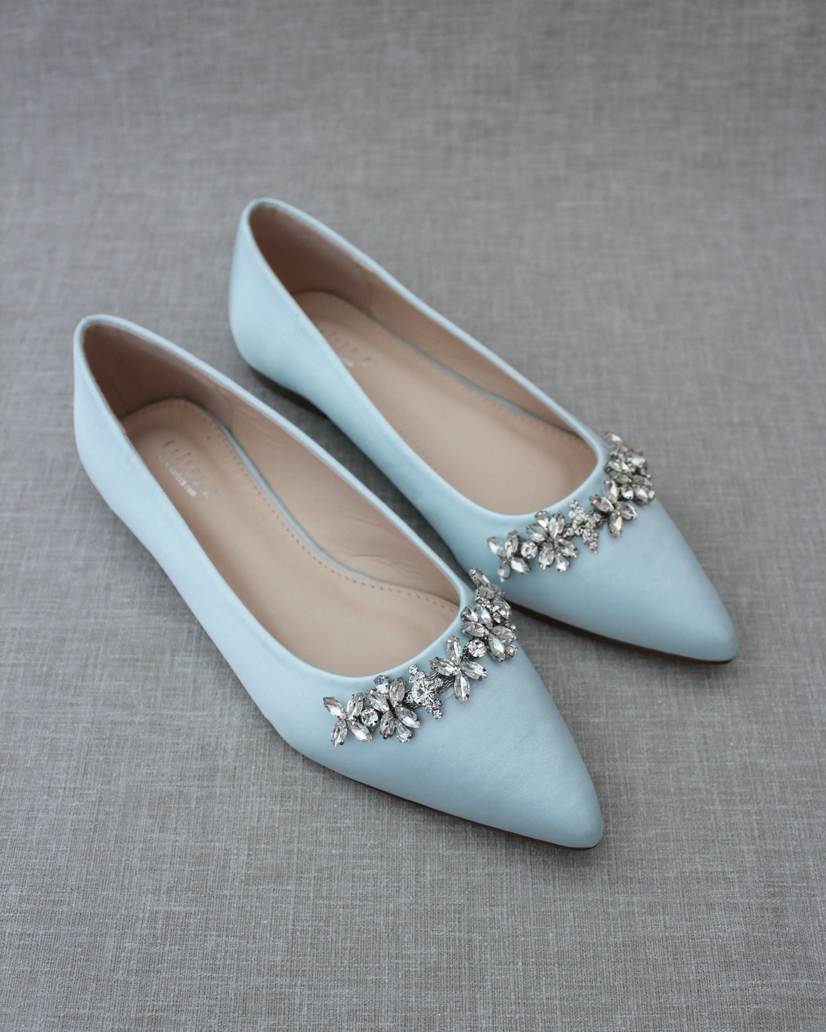 Wedding Flats with Floral Rhinestones Details
