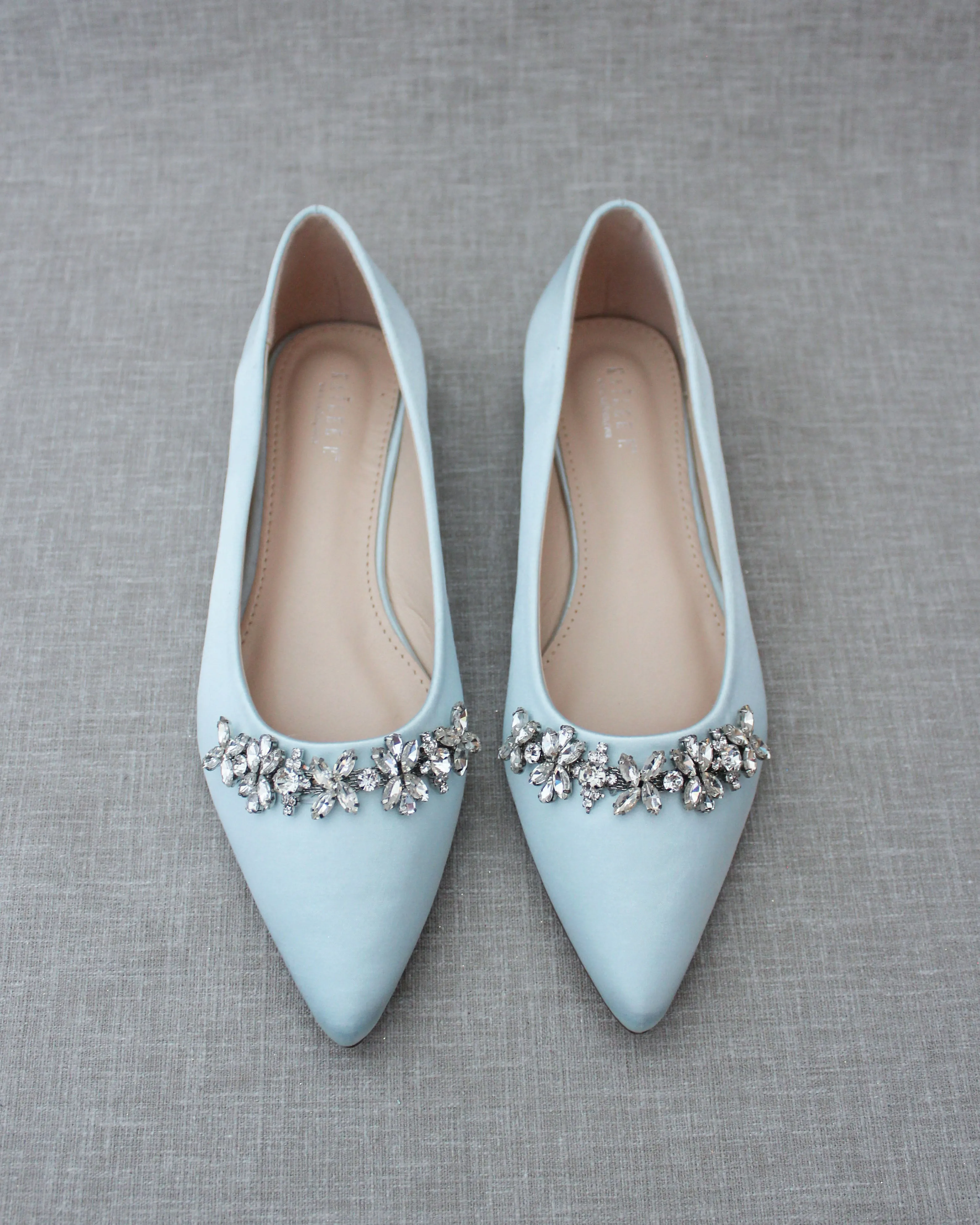 Wedding Flats with Floral Rhinestones Details