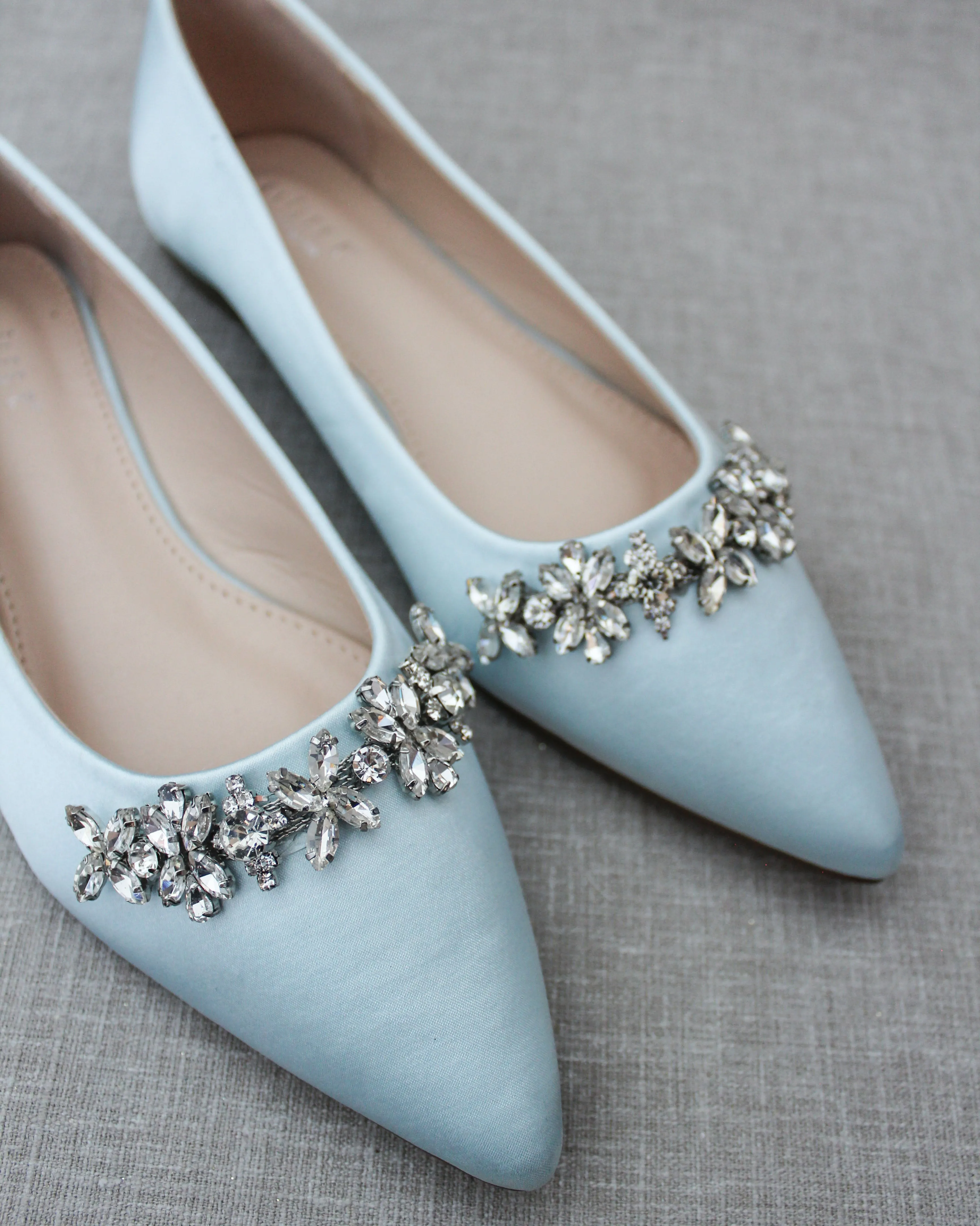 Wedding Flats with Floral Rhinestones Details