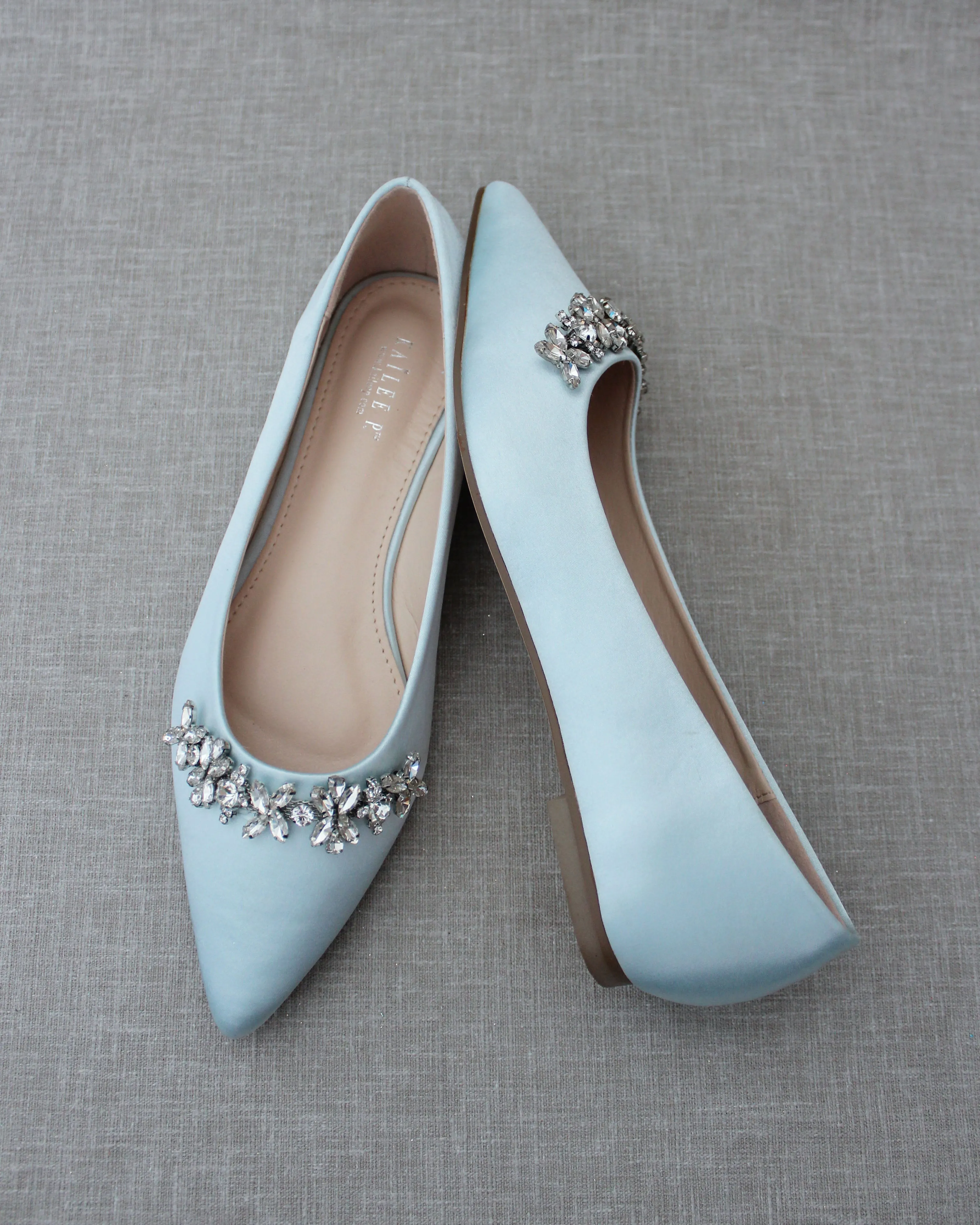 Wedding Flats with Floral Rhinestones Details