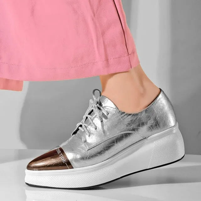 Women shoes Pointed toe lace up flats creepers moccasins