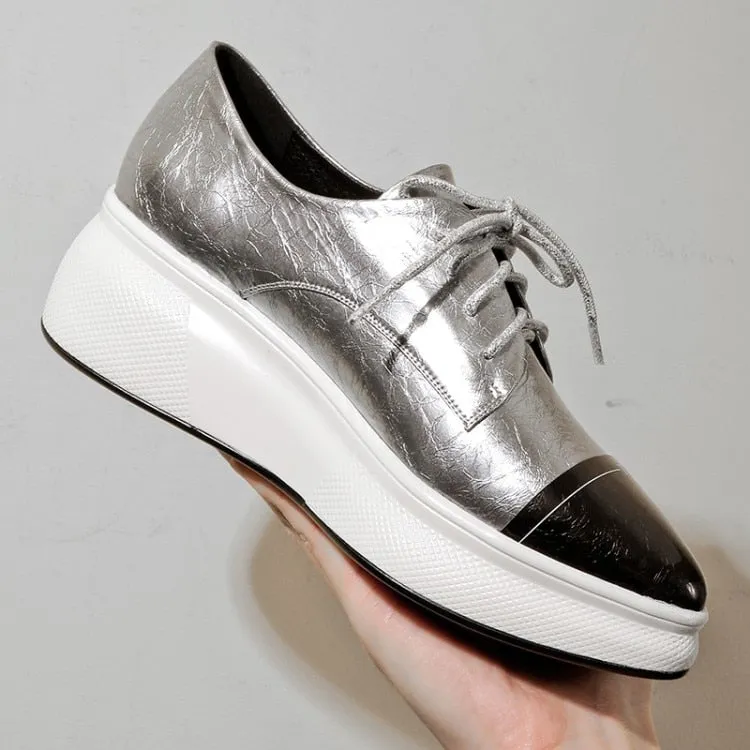 Women shoes Pointed toe lace up flats creepers moccasins