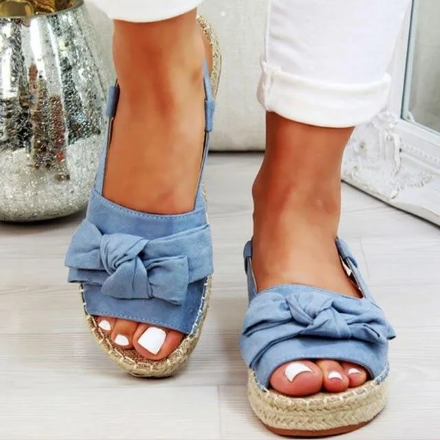 Women's Summer Casual Bow Tie Buckle Strap Flat Sandals