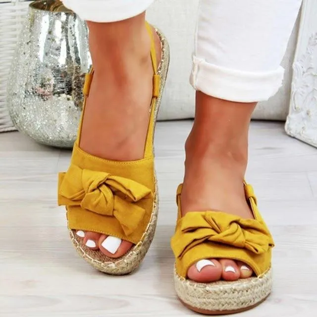 Women's Summer Casual Bow Tie Buckle Strap Flat Sandals