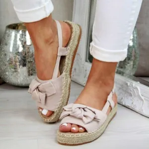 Women's Summer Casual Bow Tie Buckle Strap Flat Sandals