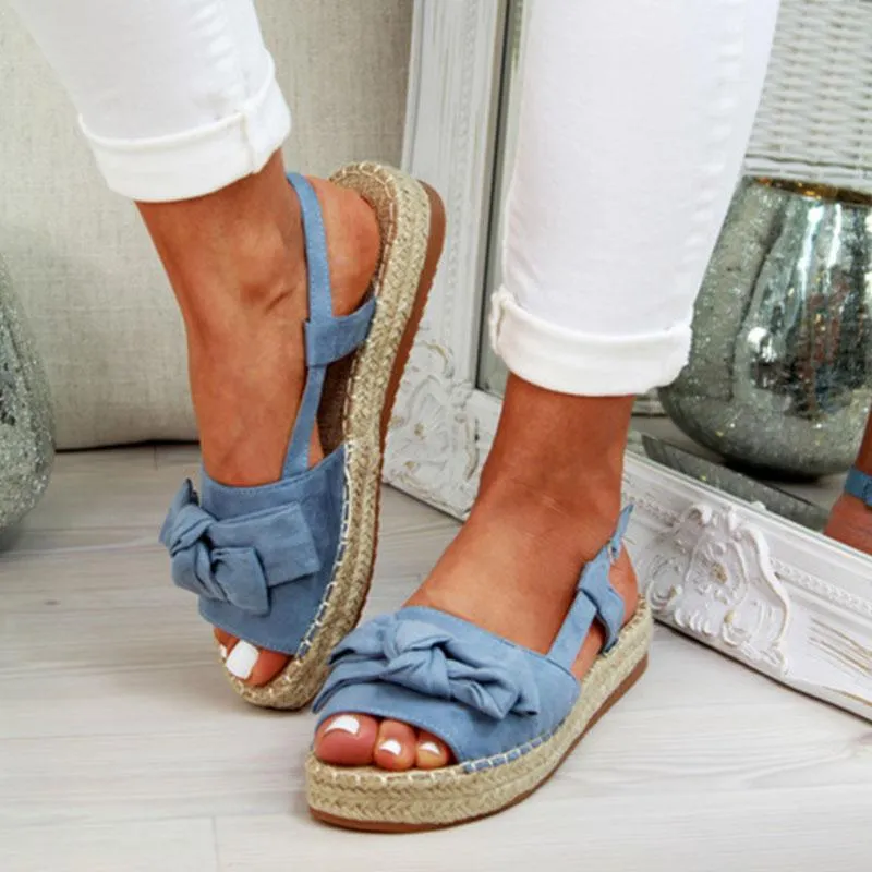 Women's Summer Casual Bow Tie Buckle Strap Flat Sandals