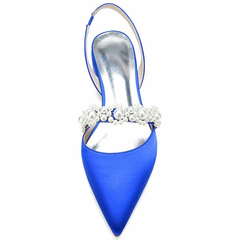 Women's Wedding Shoes Flats Comfort Bridal Shoes Rhinestone Flat Low Heel Slingback Shoes